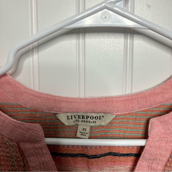 liverpool los angeles Top XS Pink Stripes Boho Multicolor Casual - Picture 4 of 6